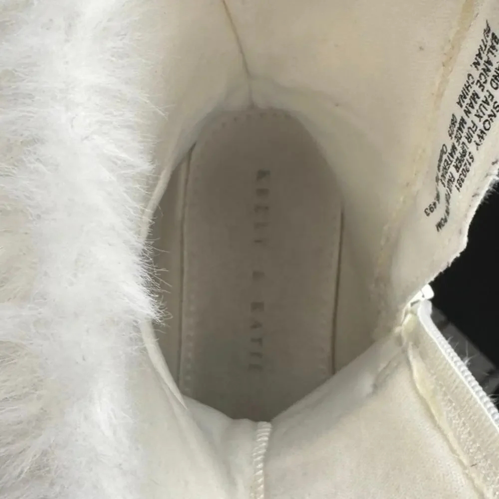 Kelly & Katie Snowy Faux Fur Glitter Winter Boots White Girls Size 1M